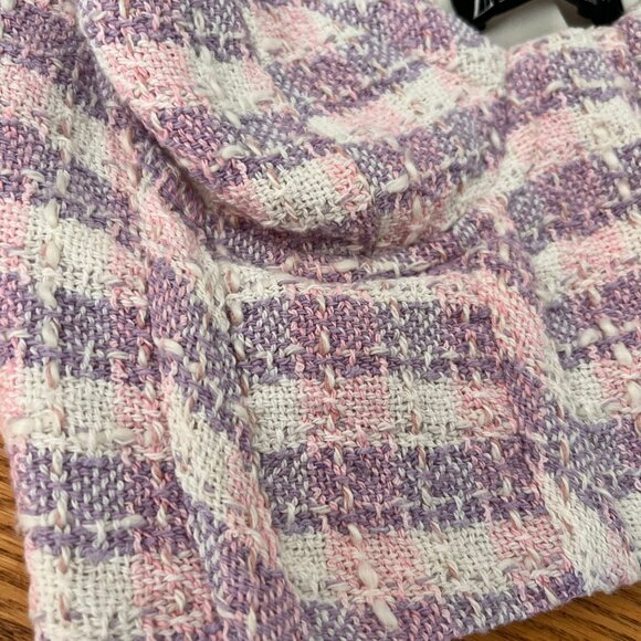 Zara Tweed Corset Crop Top Purple/Pink/White plaid pattern l Zip side and lined - Picture 4 of 10